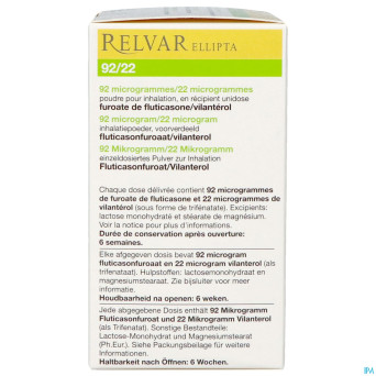 Relvar ellipta  92/22mcg pdr inhal    1x30dose pip