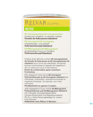 Relvar ellipta  92/22mcg pdr inhal    1x30dose pip