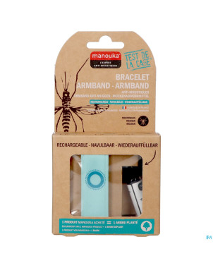 Manouka bracelet a/moustiques uni turquoise