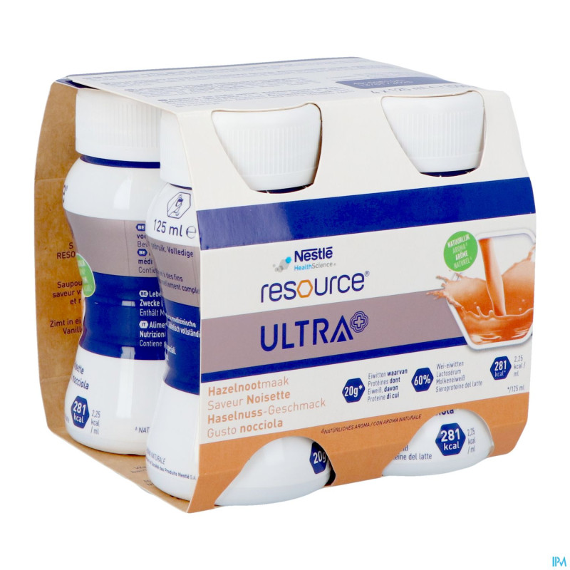 Resource ultra+ saveur noisette 4x125ml