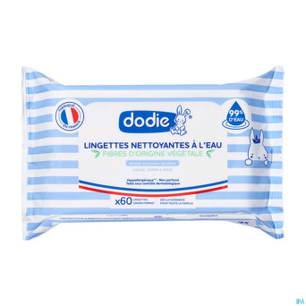 Dodie lingettes nettoyant.dermo-apaisantes 3en1 60