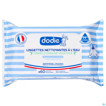 Dodie lingettes nettoyant.dermo-apaisantes 3en1 60