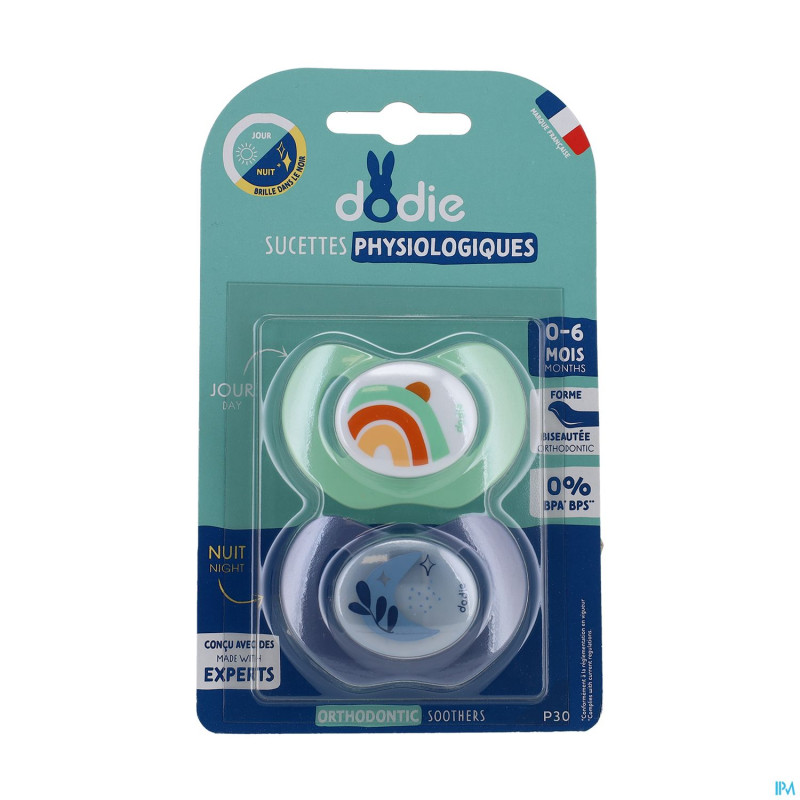 Dodie sucette duo physio 0-6m jour&nuit p30
