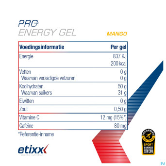 Etixx double carb energ.gel line+caff.mango12x60ml