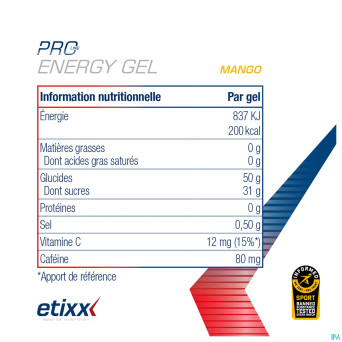 Etixx double carb energ.gel line+caff.mango12x60ml