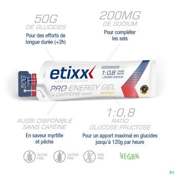 Etixx double carb energ.gel line+caff.mango12x60ml