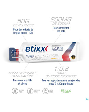 Etixx double carb energ.gel line+caff.mango12x60ml