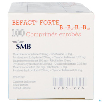 Befact forte b1-b2-b6-b12 comp enrobe 100 ud