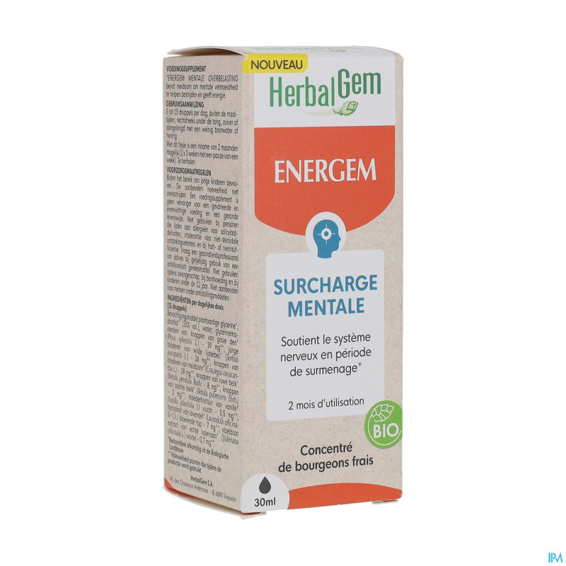 Herbalgem energem surcharge mentale goutte 30ml