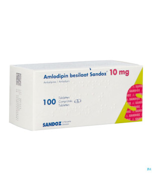Amlodipine besilaat sandoz pi pharma 10mg comp 100