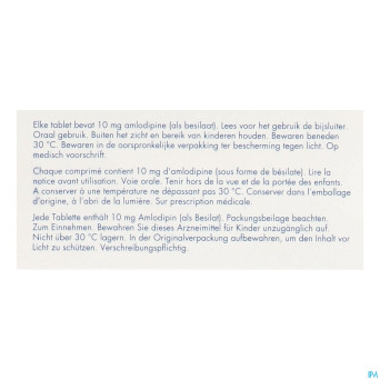 Amlodipine besilaat sandoz pi pharma 10mg comp 100