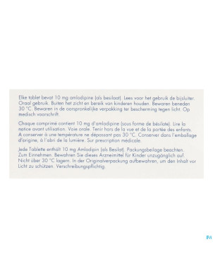 Amlodipine besilaat sandoz pi pharma 10mg comp 100