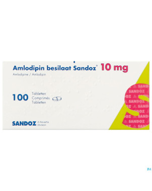 Amlodipine besilaat sandoz pi pharma 10mg comp 100