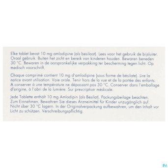 Amlodipine besilaat sandoz pi pharma 10mg comp 100