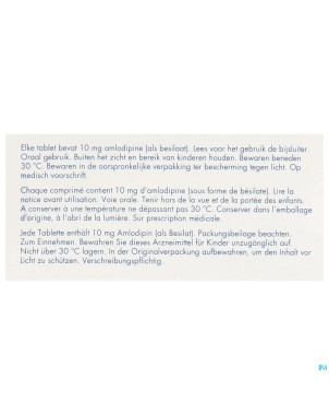 Amlodipine besilaat sandoz pi pharma 10mg comp 100