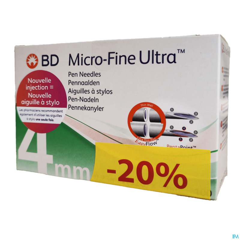 Bd microfine aiguille stylo 4mm 32g promo