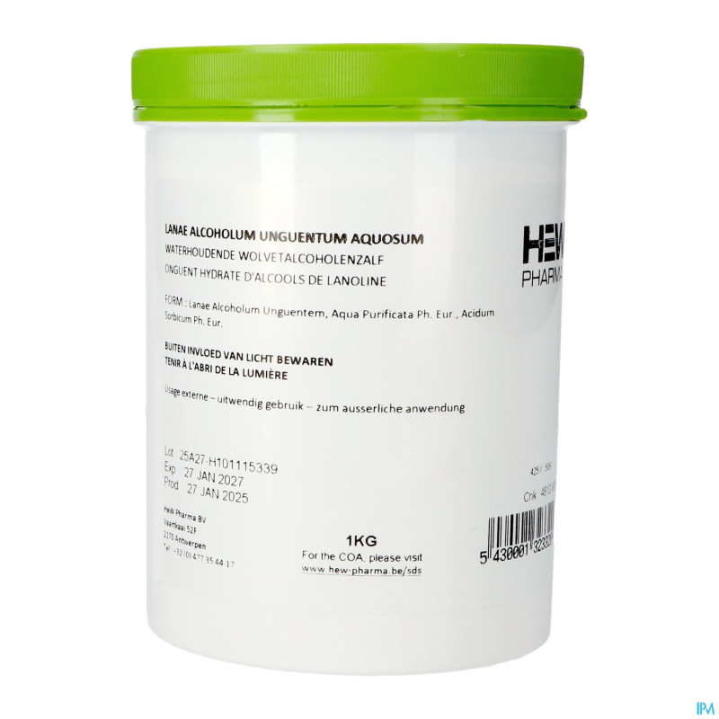 Onguent alcools lanoline hydrate 1kg hew pharma