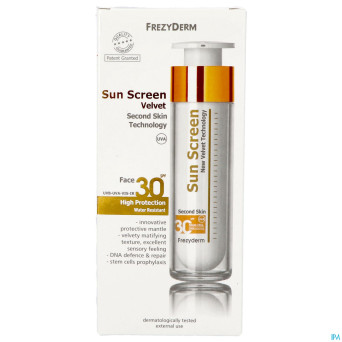 Sunscreen velvet face spf 30 frezyderm 50ml