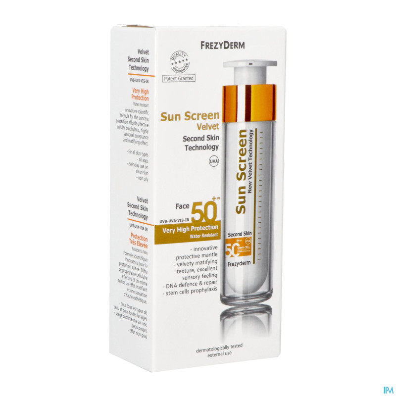 Frezyderm sunscreen velvet face spf 50+ 50ml