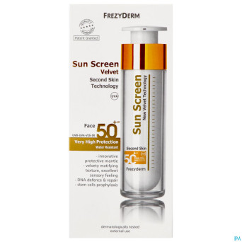 Frezyderm sunscreen velvet face spf 50+ 50ml