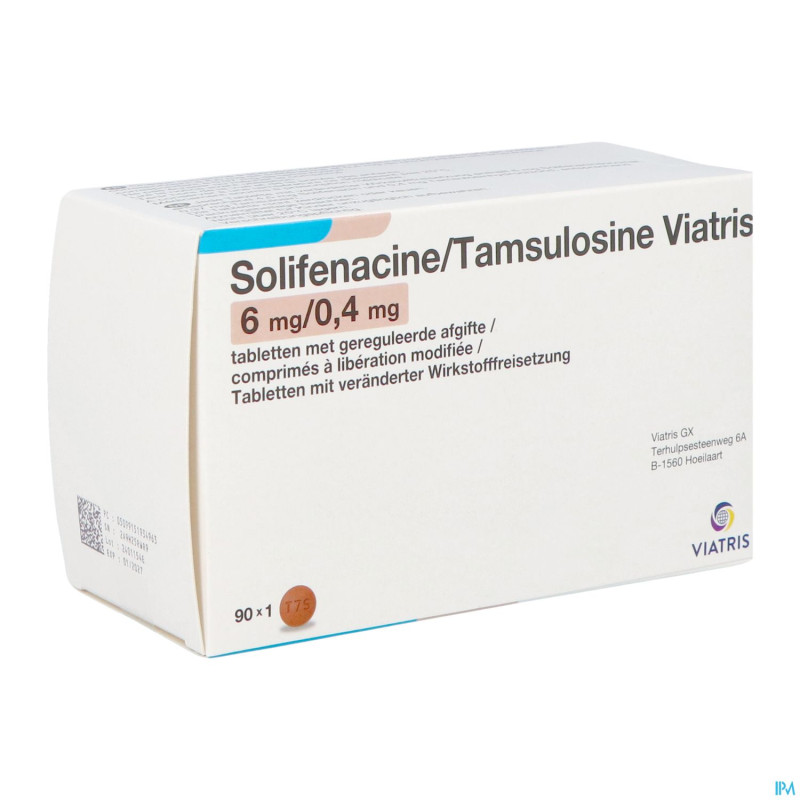 Solifenacine/tamsulosine viatris 6/0,4 comp 90 ud