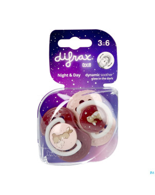 Difrax dynamic sucette day&night assorti 3-6m 2