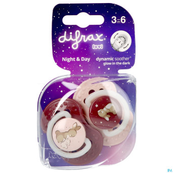 Difrax dynamic sucette day&night assorti 3-6m 2