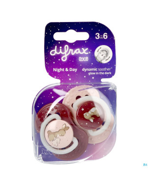 Difrax dynamic sucette day&night assorti 3-6m 2