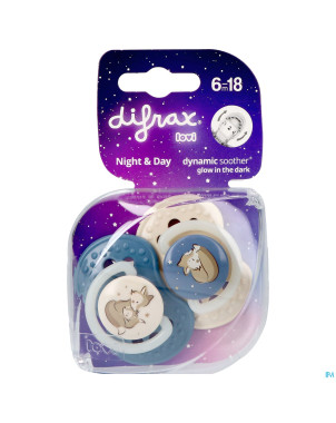 Difrax dynamic sucette day&night assorti 6-18m 2