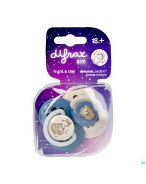 Difrax dynamic sucette day&night assorti 18m+  2