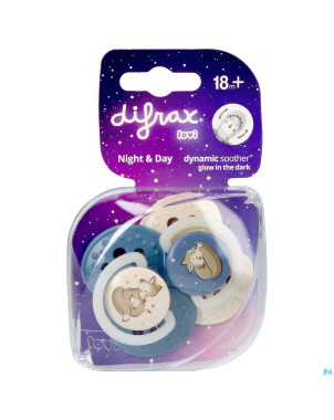 Difrax dynamic sucette day&night assorti 18m+  2