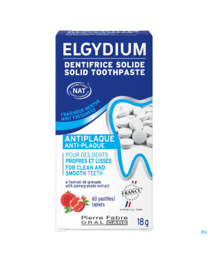 Elgydium dentifrice solide a/plaque   pastilles 60