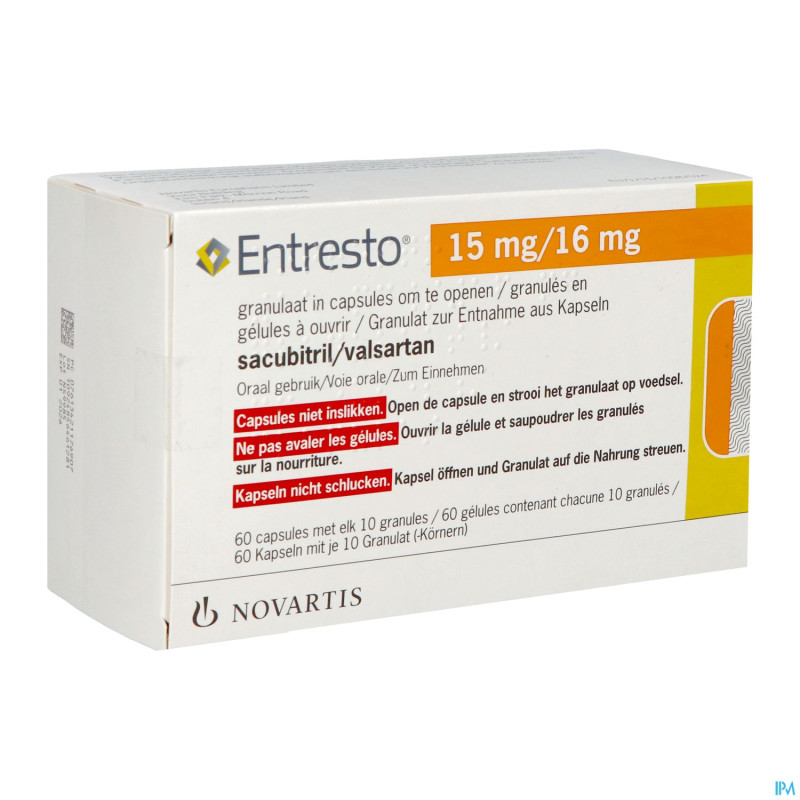 Entresto 15mg/16mg granules caps 60