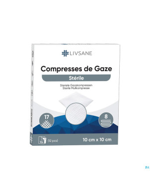 Livsane compresses steriles 8pl 10x10cm 12