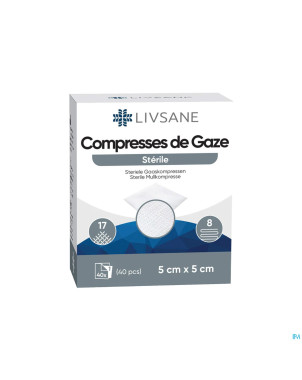 Livsane compresses steriles 8pl 5x5cm 40