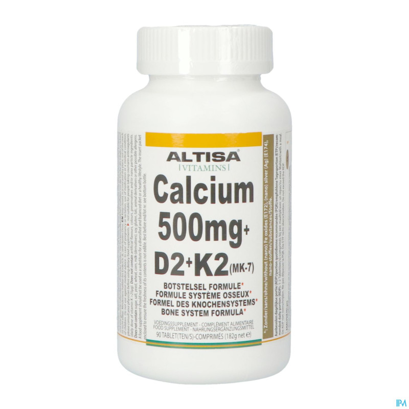 Altisa calcium 500mg + vit.d2 + vit.k2 pot comp 90