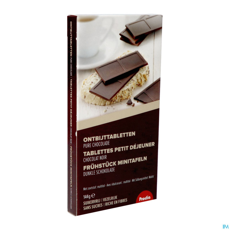 Prodia tablettes petit dej. choco noir144g revogan