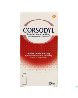 Corsodyl 2mg/ml sol bain bouche 200ml