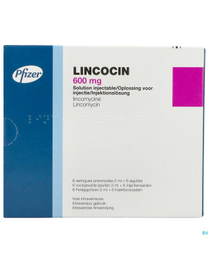 Lincocin amp ser inj 6 x 600 mg/2 ml