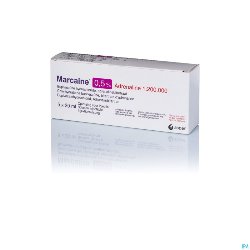 Marcaine+adren. sol.inj.5x20ml 50 %