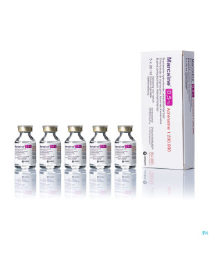 Marcaine+adren. sol.inj.5x20ml 50 %