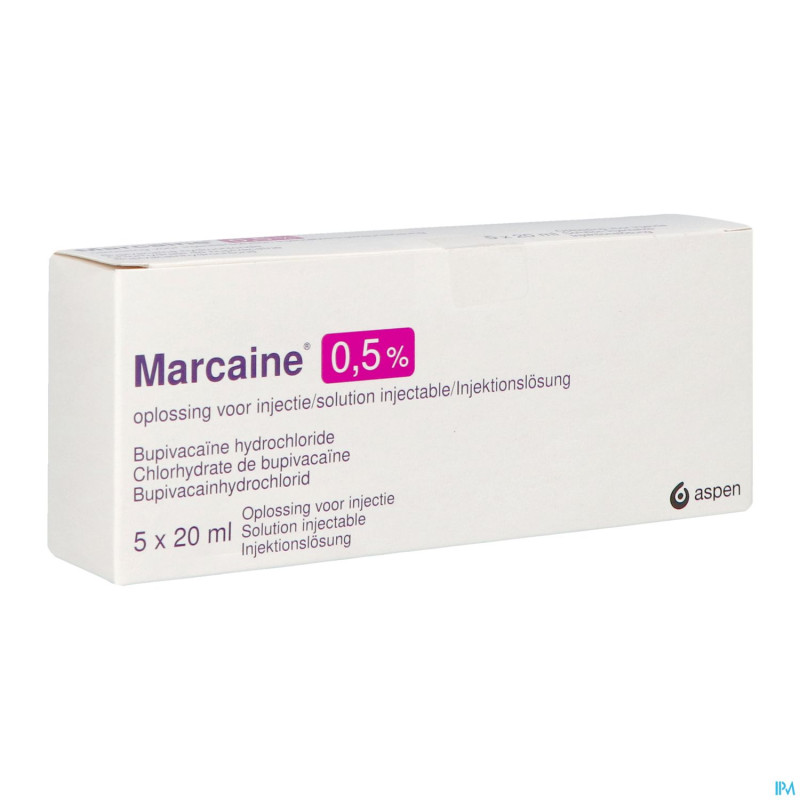 Marcaine sol. inj. 5 x 20 ml 0,50 %