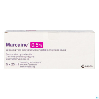 Marcaine sol. inj. 5 x 20 ml 0,50 %