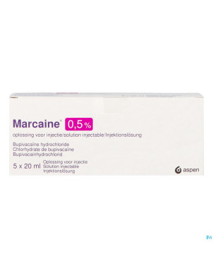 Marcaine sol. inj. 5 x 20 ml 0,50 %