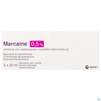 Marcaine sol. inj. 5 x 20 ml 0,50 %