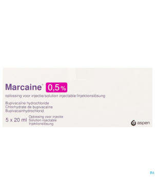 Marcaine sol. inj. 5 x 20 ml 0,50 %