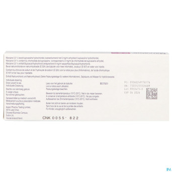 Marcaine sol. inj. 5 x 20 ml 0,50 %