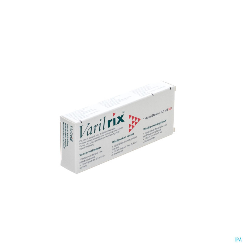 Varilrix 1 dos inj + solv sc 0,5ml + 2 aiguilles