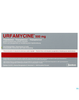 Urfamycine fl inj 3 x 500 mg+solv 6
