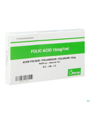 Acide folique iv amp  10 x 15mg/1ml